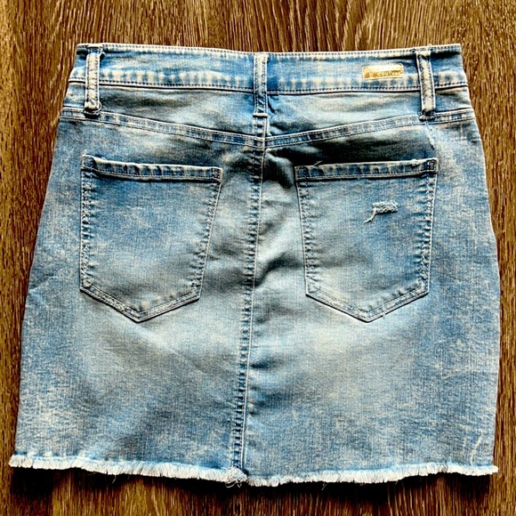 Tinseltown - Distressed Pearl Detailed Denim Jean Skirt - Picture 3 of 7
